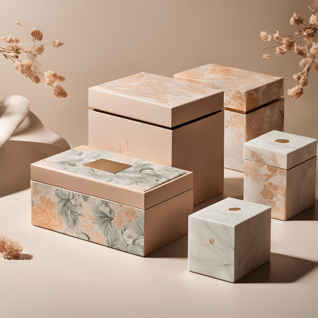 desain kemasan skincare minimalis premium dengan warna putih dan emas