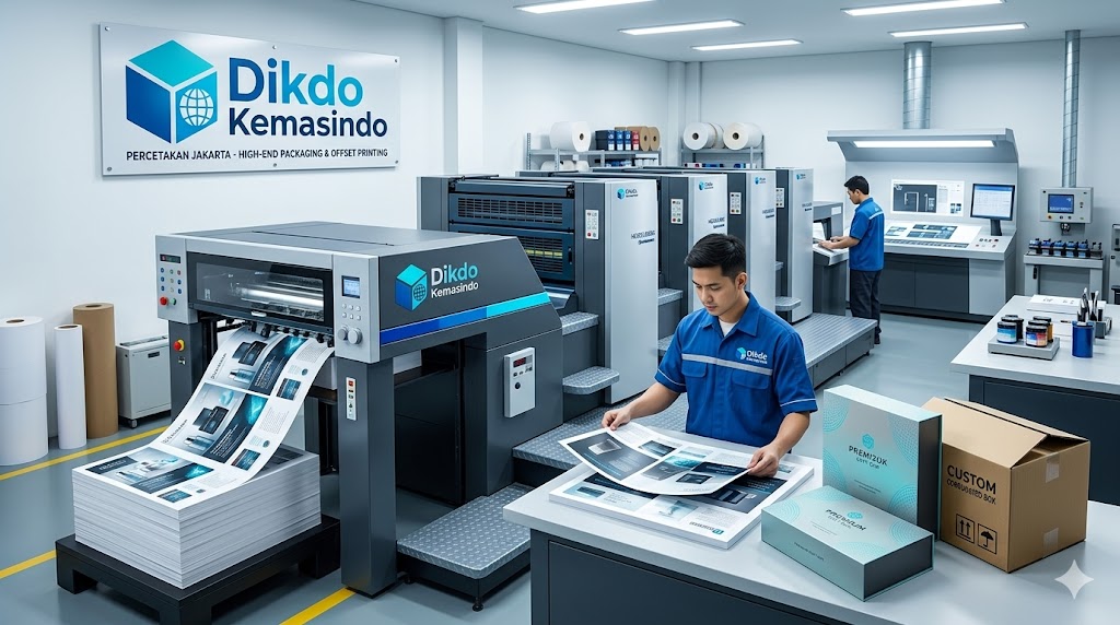 Workshop Percetakan Jakarta Dikdo Kemasindo menggunakan mesin cetak offset modern