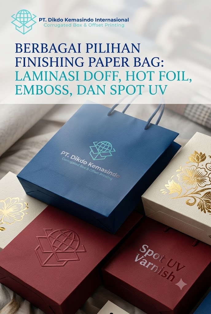 Contoh finishing paper bag custom premium laminasi doff hot foil emboss