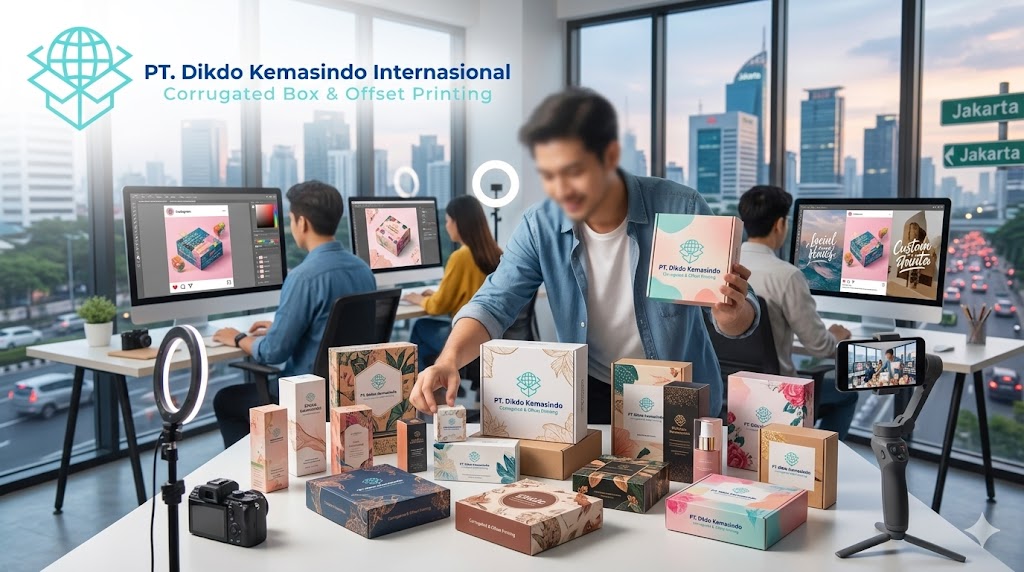 Contoh konten sosial media percetakan custom box Jakarta yang efektif