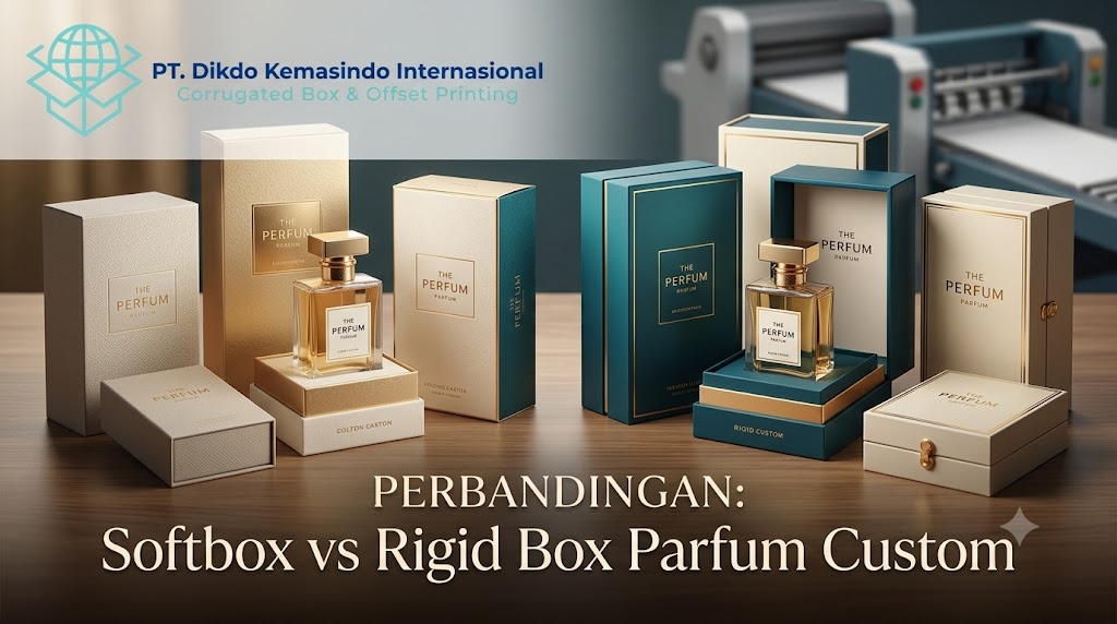Perbandingan softbox dan rigid box parfum custom untuk berbagai segmen harga